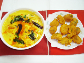 Punjabi Kadhi with pakora